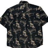 Nautical Print Puritan Graphic Hawaiian Shirt - Large Black Cotton