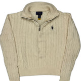 Age 8-10 Polo By Ralph Lauren 1/4 Zip - Medium Cream Cotton