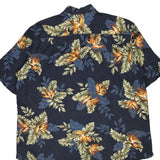 Nautica Floral Hawaiian Shirt - XL Blue Viscose Blend