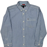 Age 7 Tommy Hilfiger Striped Shirt - Small Blue Cotton