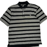 Vintage Avirex Striped Polo Shirt - Large Black Cotton