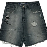 Marvin The Martian Lot 29 Graphic Denim Shorts - 34W 10L Black Denim