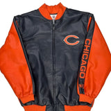 Vintage Chicago Bears Nfl Bomber Jacket - XL Black Faux Leather