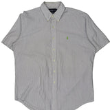 Ralph Lauren Striped Short Sleeve Shirt - Large Blue Cotton