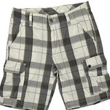 Unbranded Checked Cargo Shorts - 32W 11L Grey Cotton