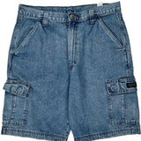 Wrangler Cargo Shorts - 33W 9L Blue Cotton