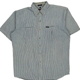 Dickies Striped Short Sleeve Shirt - Large White Cotton