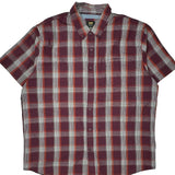 Lee Checked Short Sleeve Shirt - 2XL Burgundy Cotton