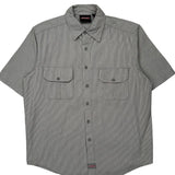 Dickies Striped Short Sleeve Shirt - Large Grey Cotton