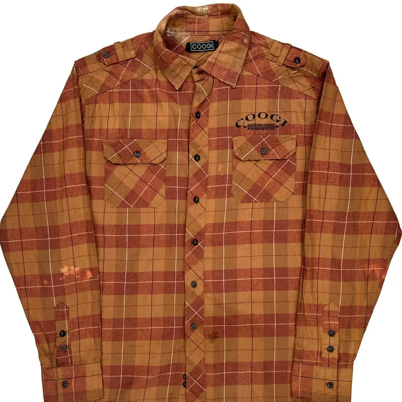 Coogi Checked Flannel Shirt - XL Brown Cotton