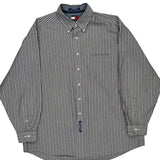 Tommy Hilfiger Striped Shirt - 2XL Grey Cotton