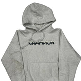 Reverse Weave Champion Spellout Hoodie - Small Gray Cotton
