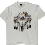 Eagle And Skull Graphic Diamond Dust Graphic T-Shirt - Large White Cotton