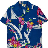 Hilo Hattie Floral Hawaiian Shirt - Large Blue Polyester