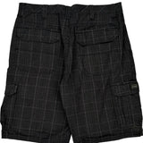 Wrangler Checked Cargo Shorts - 34W 10L Black Cotton