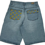 Hip Hop Old Skool Denim Shorts - 34W 12L Light Wash Cotton