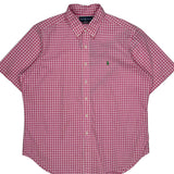 Ralph Lauren Checked Short Sleeve Shirt - XL Pink Cotton
