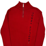 Tommy Hilfiger Spellout Jumper - Large Red Cotton