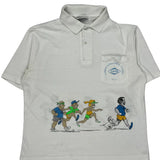 Graphic Coca-Cola Cartoon Polo Shirt - Large White Cotton