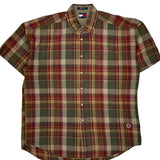 Tommy Hilfiger Checked Short Sleeve Shirt - Medium Multicoloured Linen Blend
