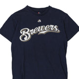 Milwaukee Brewers Majestic MLB T-Shirt - Small Navy Cotton
