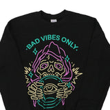 Bad Vibes Only Gildan Graphic Sweatshirt - Small Black Cotton Blend