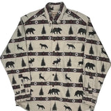 Rugged Outdoorwear Woolrich Patterned Shirt - Large Beige Cotton