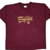 England Screen Stars Single Stitch T-Shirt - XL Burgundy Cotton