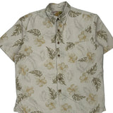 Caribbean Joe Floral Hawaiian Shirt - Large Beige Silk Blend