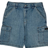 Wrangler Cargo Denim Shorts - 33W 9L Blue Cotton