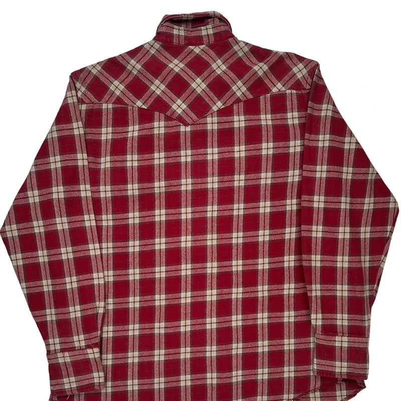 Wrangler Checked Flannel Shirt - Large Red Cotton