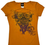 Harley Davidson Graphic T-Shirt - Medium Orange Cotton