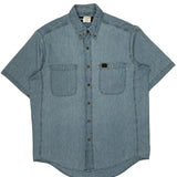 Wrangler Denim Shirt - Large Blue Cotton