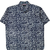 Tommy Hilfiger Floral Hawaiian Shirt - Large Blue Cotton