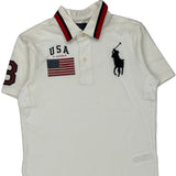 Age 10-12 Polo By Ralph Lauren Graphic Polo Shirt - Medium White Cotton