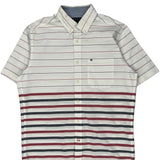 Tommy Hilfiger Striped Short Sleeve Shirt - Small White Cotton
