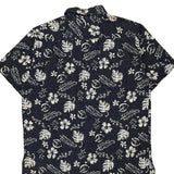 Quality Clothing Hawaiian Shirt - Medium Navy Cotton