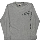 Tommy Jeans Spellout Long Sleeve T-Shirt - Medium Grey Cotton