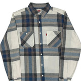 Levis Checked Flannel Shirt - Small Gray Cotton