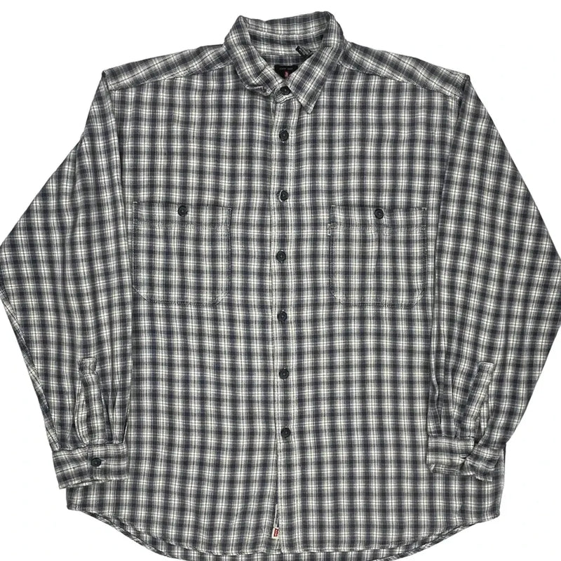 Levis Checked Flannel Shirt - XL Blue Cotton