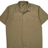 Dickies Short Sleeve Shirt - Large Khaki Cotton Blend