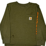 Age 8-10 Carhartt Long Sleeve T-Shirt - Small Green Cotton