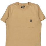 Carhartt T-Shirt - Small Beige Cotton Blend