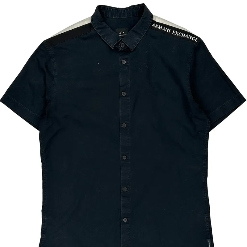 Armani Exchange Slim Short Sleeve Shirt - Medium Black Cotton