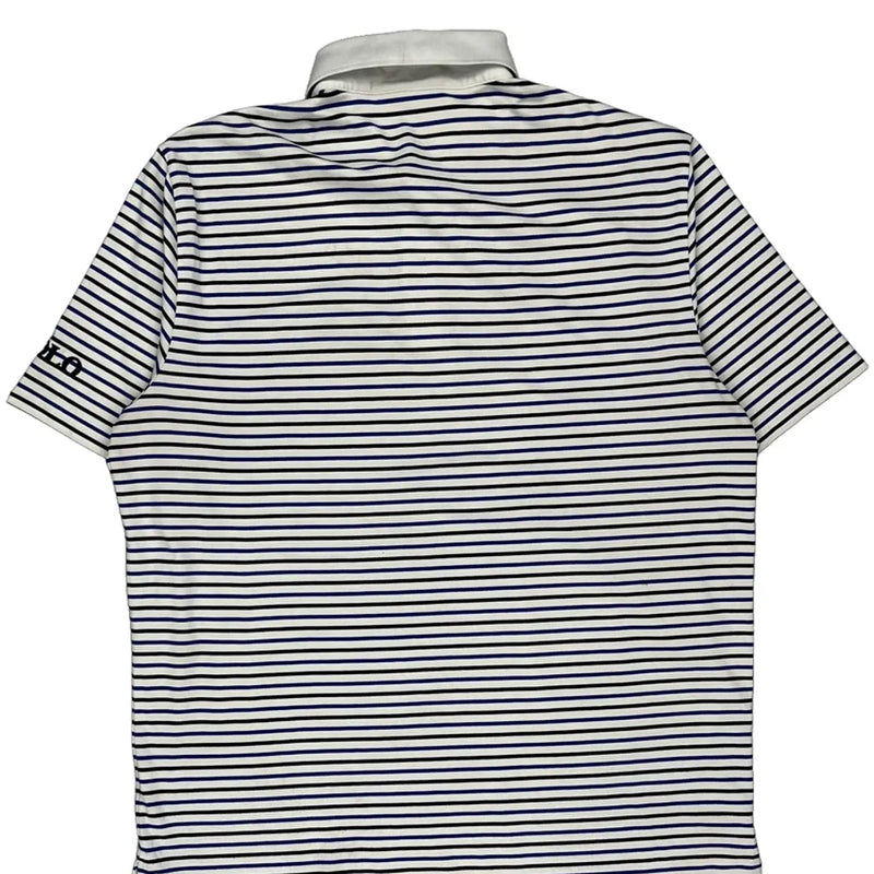 Ralph Lauren Striped Polo Shirt - Large Blue Cotton