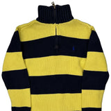 Age 8 Polo By Ralph Lauren Striped 1/4 Zip - Small Navy Cotton