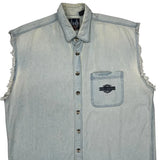 Biker Blues. Made In USA Harley Davidson Denim Shirt - XL Light Wash Cotton