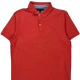 Tommy Hilfiger Slim Fit Polo Shirt - Large Red Cotton