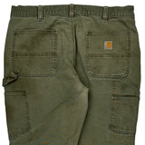 Carhartt Double Knee Carpenter Trousers - 38W 30L Green Cotton