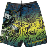 Skull Design Ed Hardy Graphic Shorts - 31″ Waist Multicoloured Polyester